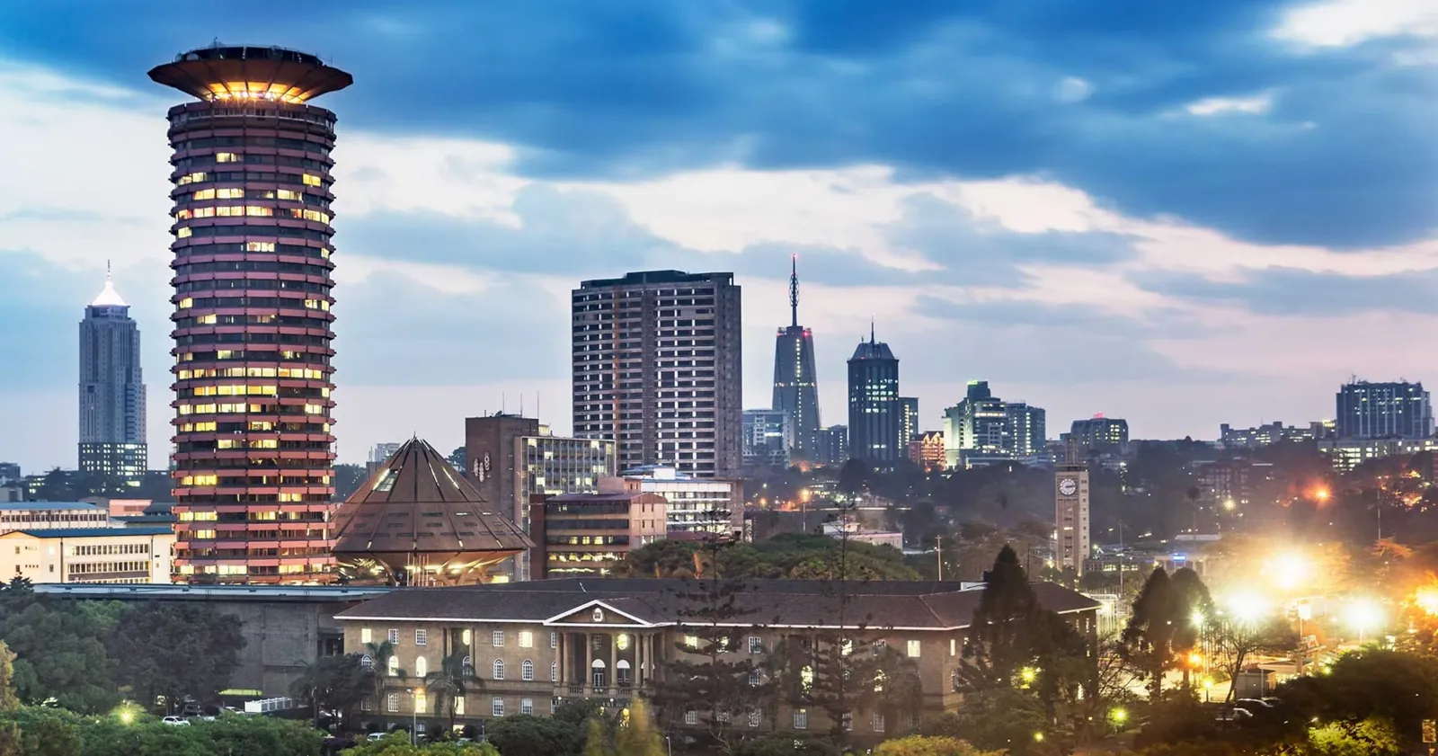 The Nairobi skyline at dusk